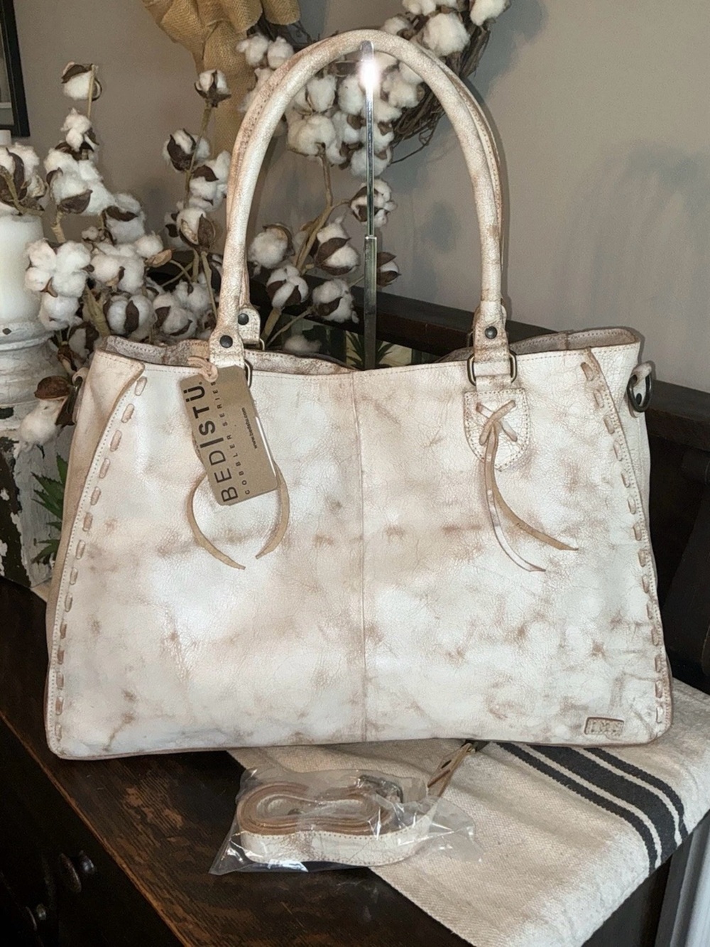 NWT Bed Stu Rockaway Leather Crossbody Tote Shoulder Bag Nectar Lux Retail $345